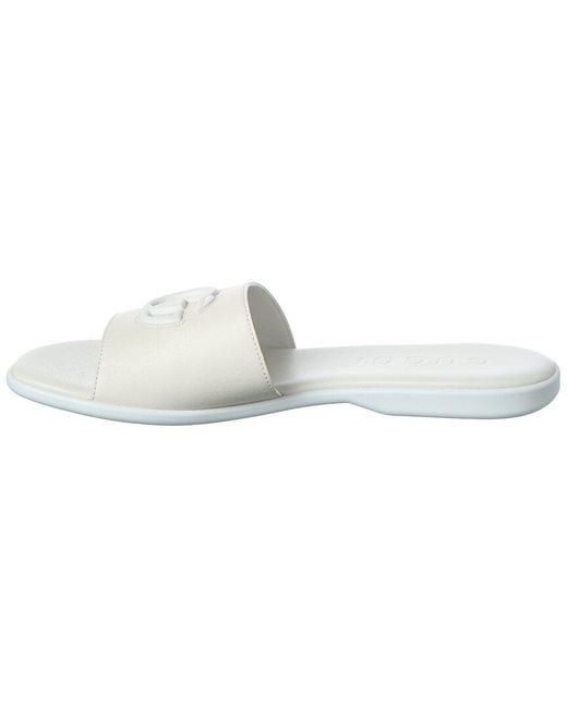 Gucci White Double G Leather Sandal
