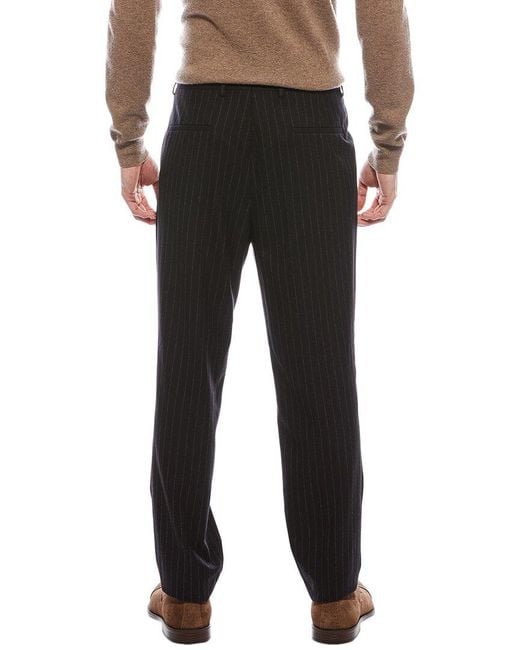 Brunello Cucinelli Black Pleated Wool Pant for men