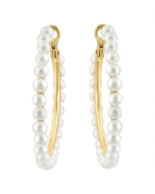 Effy Fine Jewelry Metallic 14K Over 3.5Mm Pearl Earrings