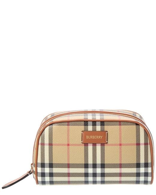 Burberry Natural Check E-Canvas & Leather Cosmetic Case