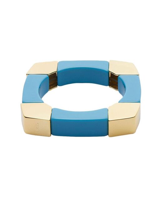 Trina Turk Blue 14k Plated Geo Stretch Bangle Bracelet