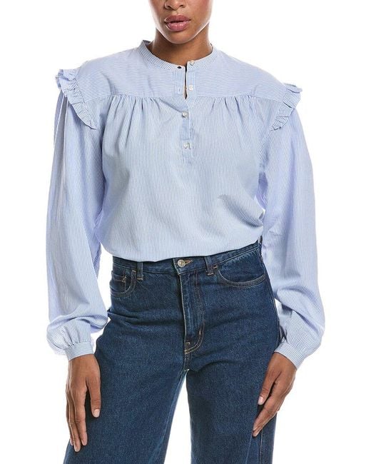 Officine Generale Blue Charline Stripe Shirt