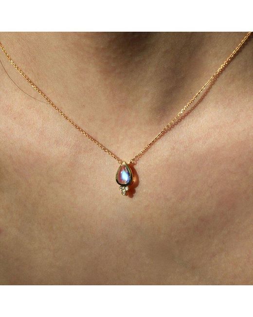 Kai Fine Jewelry Metallic 14K 0.84 Ct. Tw. Diamond & Moonstone Necklace