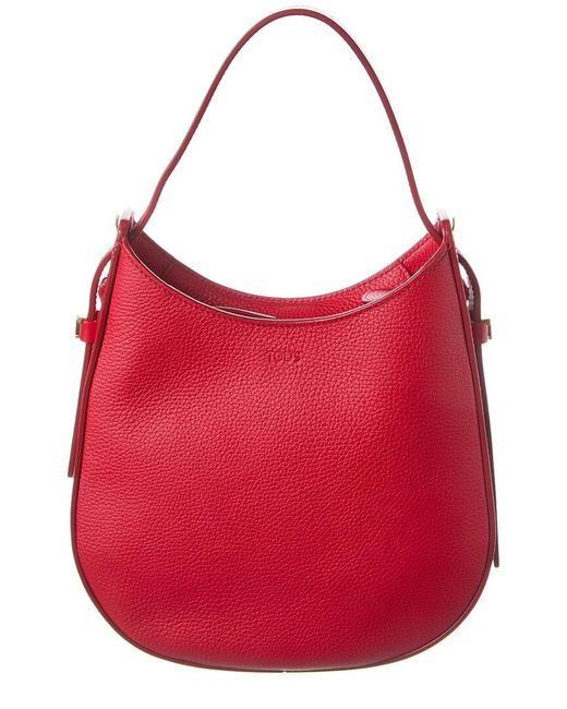 Tod's Red Logo Leather Hobo Bag