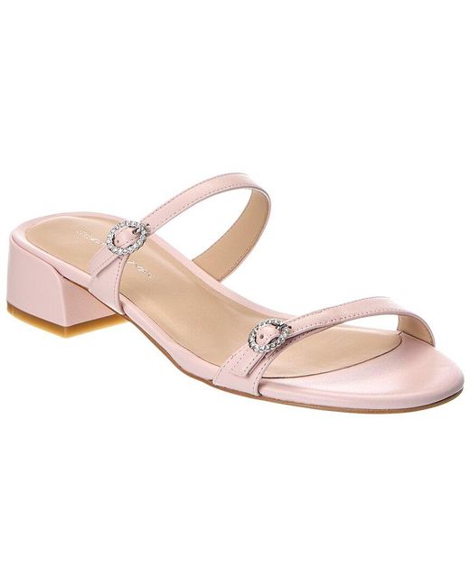 Stuart Weitzman Pink Ginger Xtal Block 35 Leather Sandal