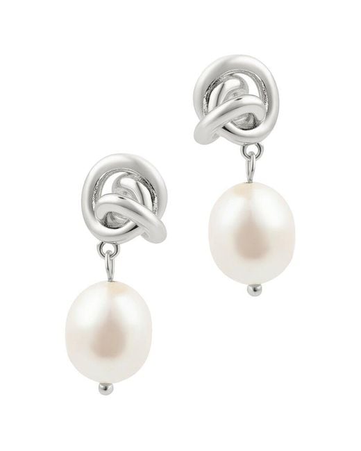 Adornia White Freshwater Pearl & 13Mmmm Pearl Earrings