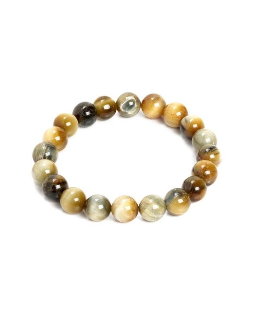 jean claude Metallic Jewelry Tiger Eye Bead Stretch Bracelet for men