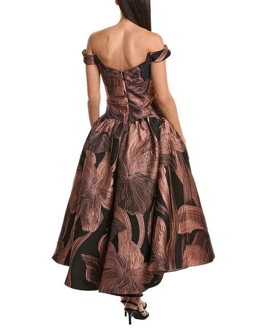 Amsale Brown Jacquard Gown