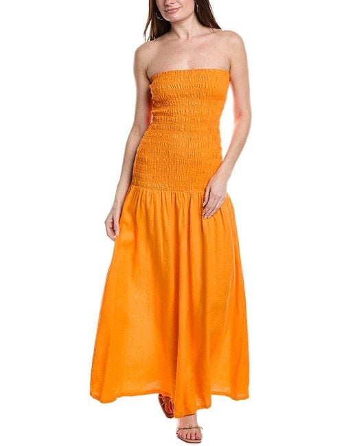 Silvian Heach Orange Chaivi Linen Maxi Dress