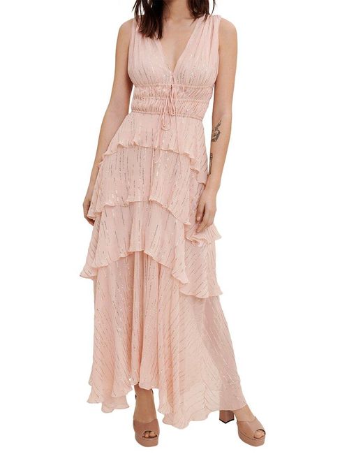 Maje Pink Silk-blend Dress