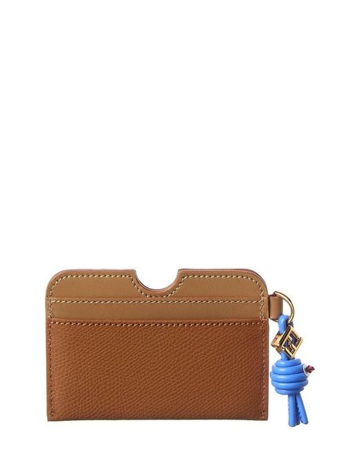 Fendi Brown Ff Diamond Leather Card Case