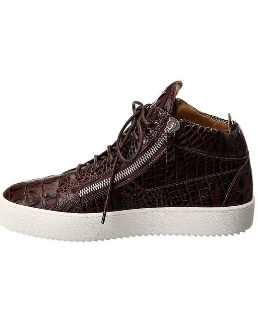 Giuseppe Zanotti Brown May Croc-embossed Leather Sneaker for men