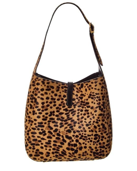 Saint Laurent Brown Le 5 A 7 Small Pony Hair Hobo Bag