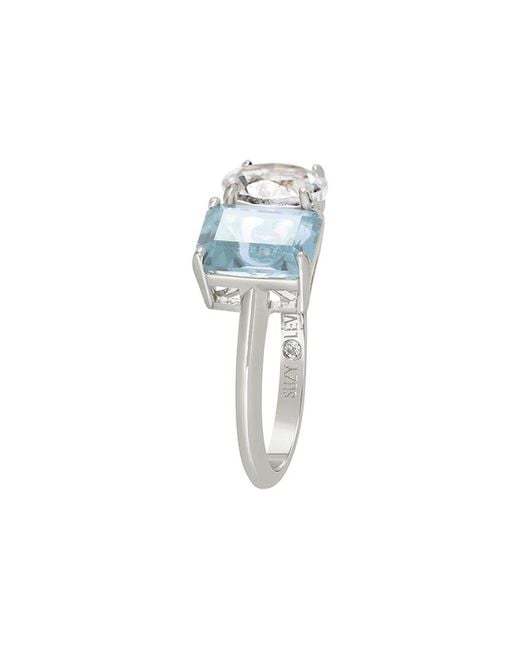 Suzy Levian Blue 00 Ct. Tw. Gemstone Toi Et Moi Ring