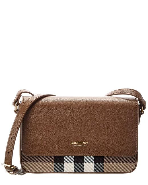 Burberry Brown Check Canvas & Leather Shoulder Bag