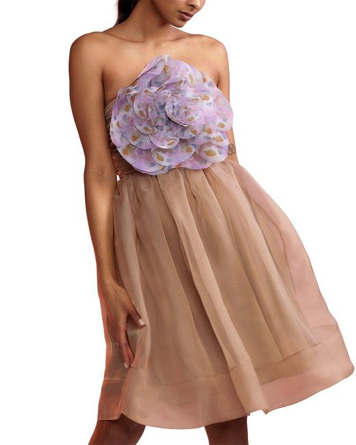 Cynthia Rowley Multicolor Organza Flower Strapless Dress