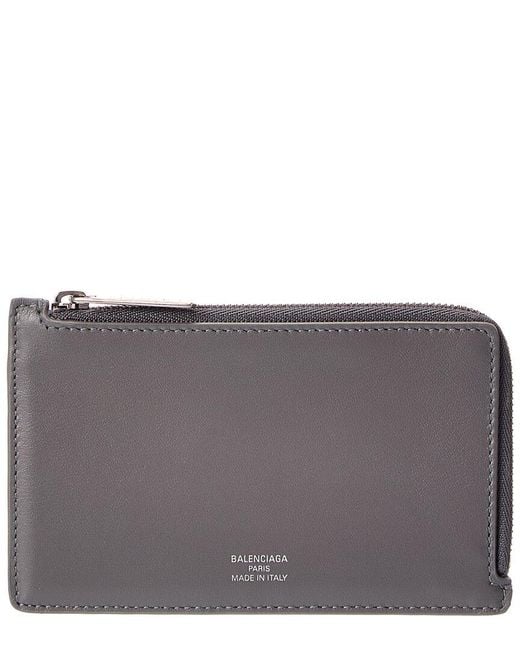 Balenciaga Gray Long Leather Coin Card Holder