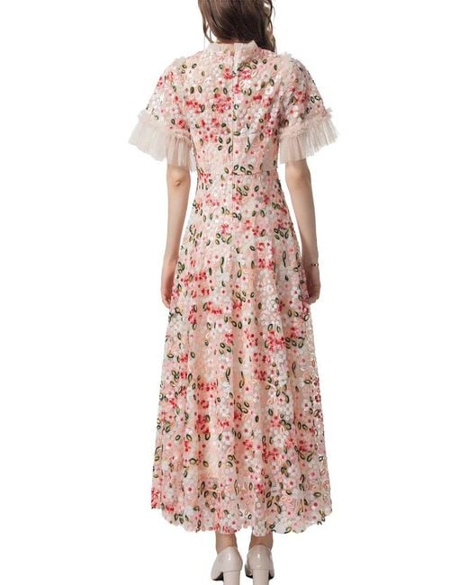 BURRYCO Pink Short Sleeve Maxi Dress