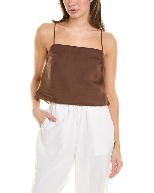 Onia Brown Air Linen-blend Square Neck Tank