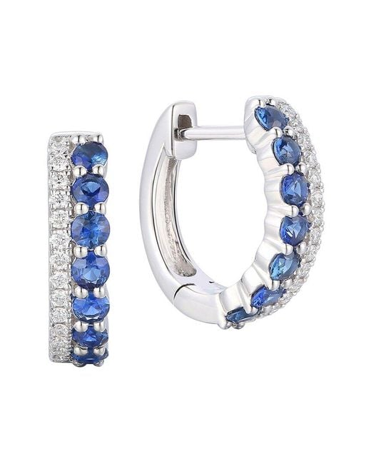 Gregg Ruth Blue 14K 0.77 Ct. Tw. Diamond & Sapphire Huggie Earring