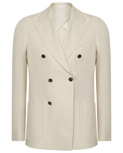 Reiss Natural Fawn Linen-blend Coat for men