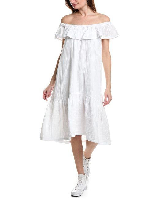 Wilt White Off-shoulder Flounce Midi Dress