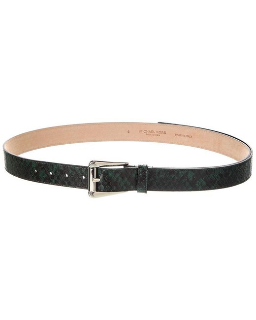Michael Kors Green Collection Trapezoid Snake-Embossed Leather Belt