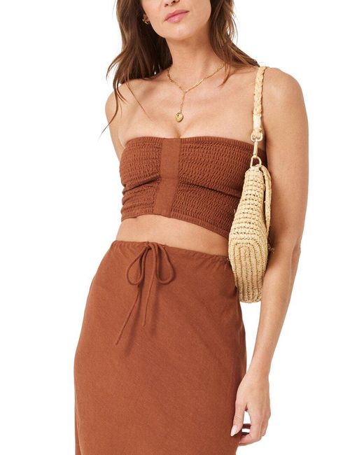 LSPACE Orange Space Summer Feels Linen-Blend Tube Top