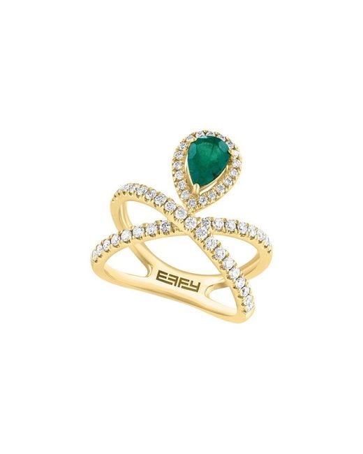 Effy Fine Jewelry Metallic 14K 1.04 Ct. Tw. Diamond & Sapphire Ring