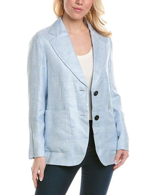 Peserico Blue Linen-blend Jacket