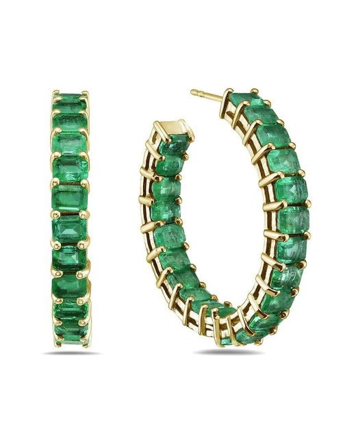 Forever Creations USA Inc. Green Forever Creations 14k 7.00 Ct. Tw. Emerald In-out Hoops