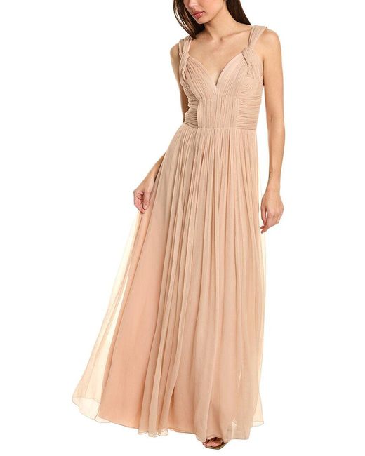 Alberta Ferretti Natural Silk Chiffon Gown