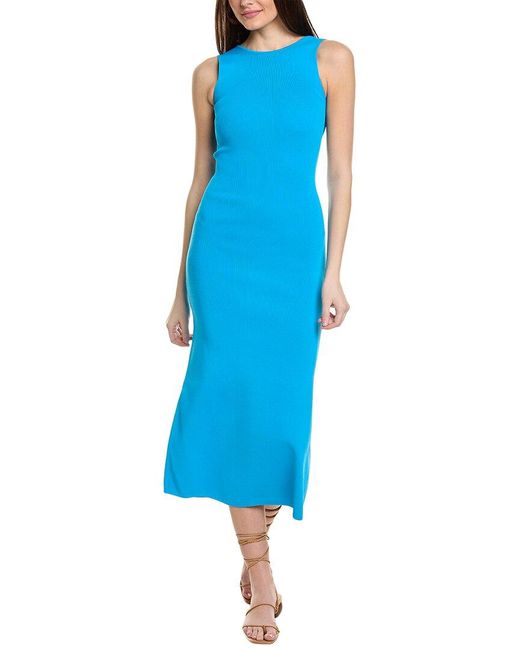 Line & Dot Blue Midi Dress