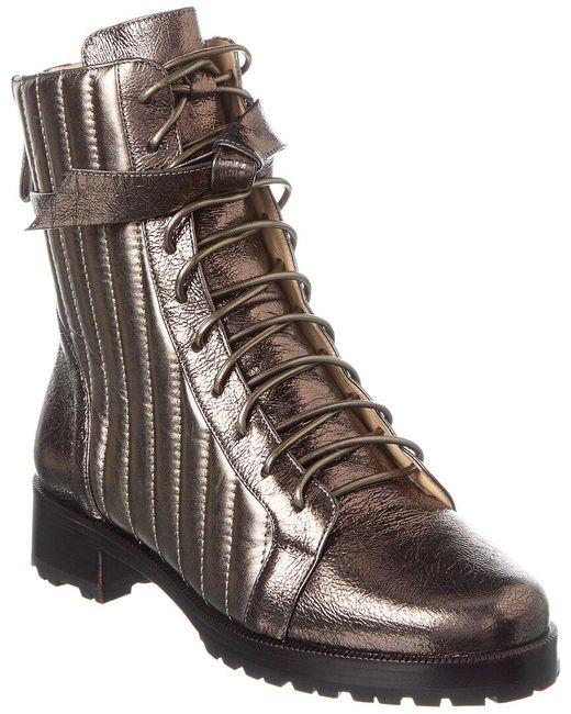 Alexandre Birman Brown Clarita Quilted Leather Combat Boot