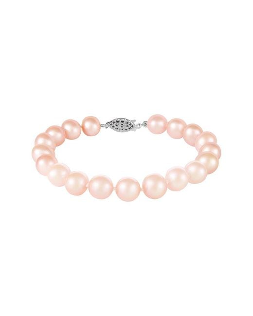 Splendid Pink Silver 8-9mm Pearl Bracelet