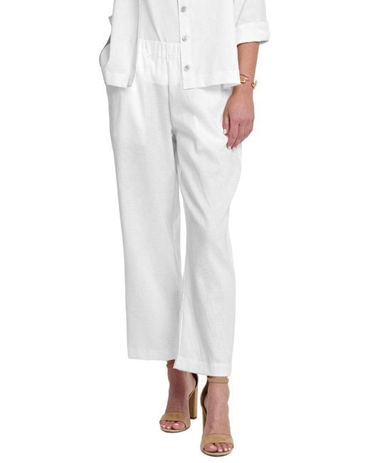 Hinson Wu White Bianca Linen Pant