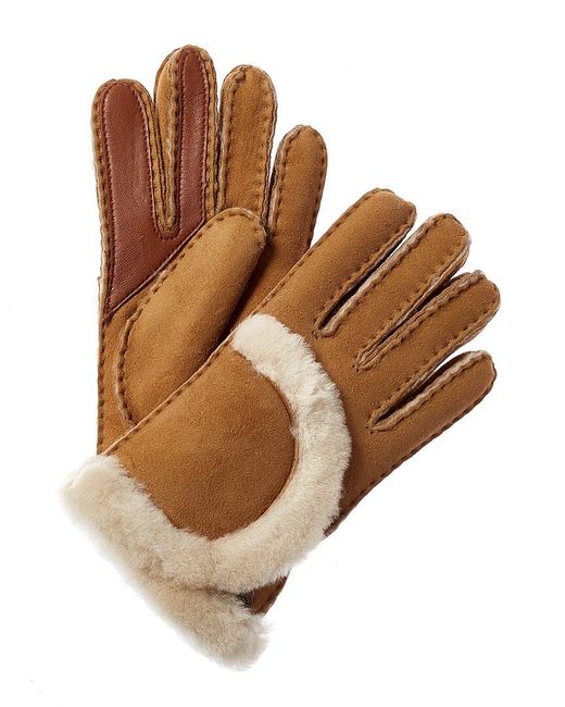 UGG Exposed-seam Suede Gloves in Brown | Lyst UK