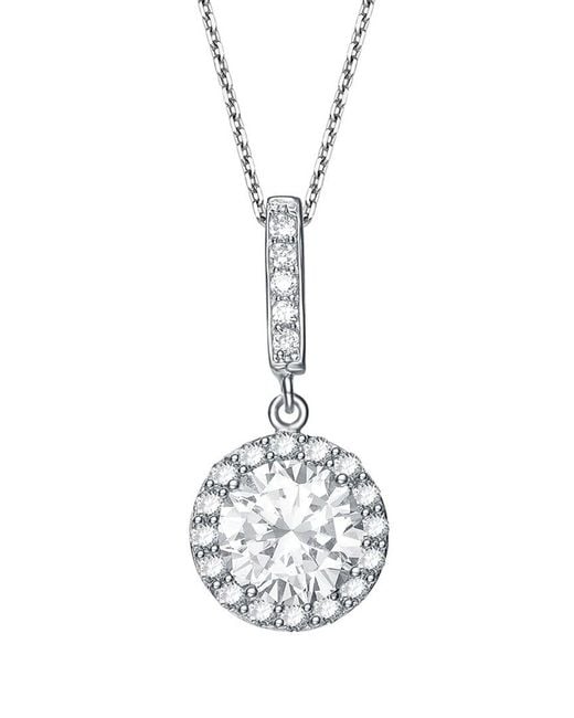 Genevive Jewelry White Silver Cz Pendant