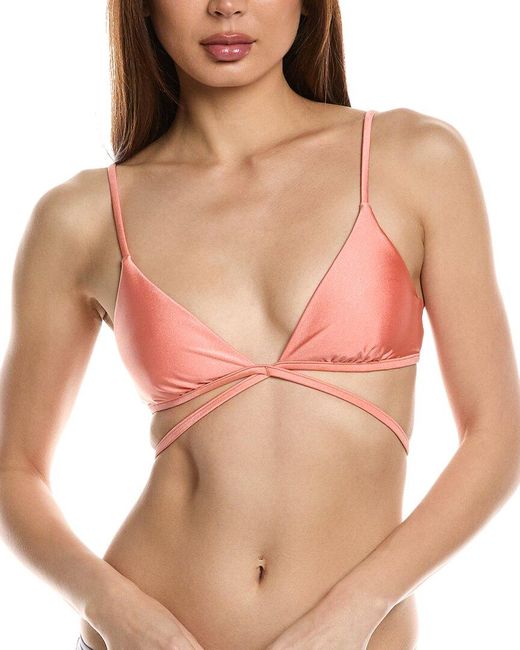 Jonathan Simkhai Pink Harlen Tie-Front Bikini Top