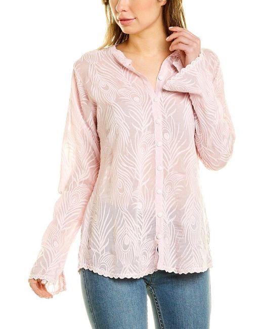 Johnny Was Peacock Lenny Button Down Top in Pink Lyst