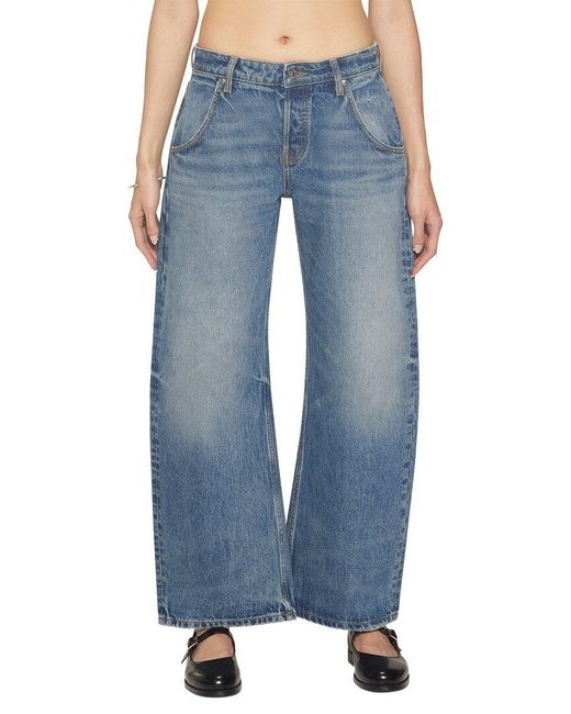 EB DENIM Blue Enzo Cropped Mid Rise Barrel Jean