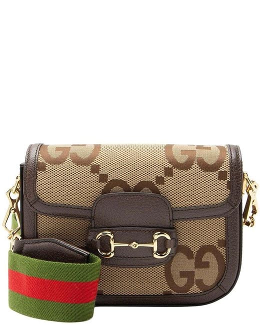 Gucci Brown Jumbo GG Canvas Horsebit 1955 Mini Crossbody (authentic Pre-loved)