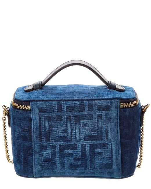 Fendi Blue Ff Flocked Denim Vanity Case