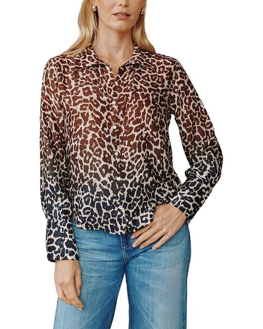 Bella Dahl Blue Silk-Blend Button Down Shirt