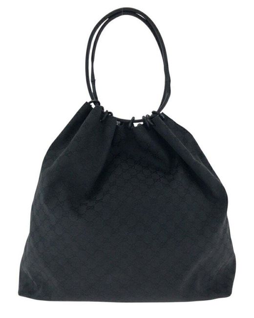 Gucci Black GG Canvas Drawstring Shoulder Bag (authentic Pre-loved)
