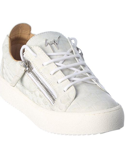 Giuseppe Zanotti May London Croc-embossed Leather Sneaker in White | Lyst