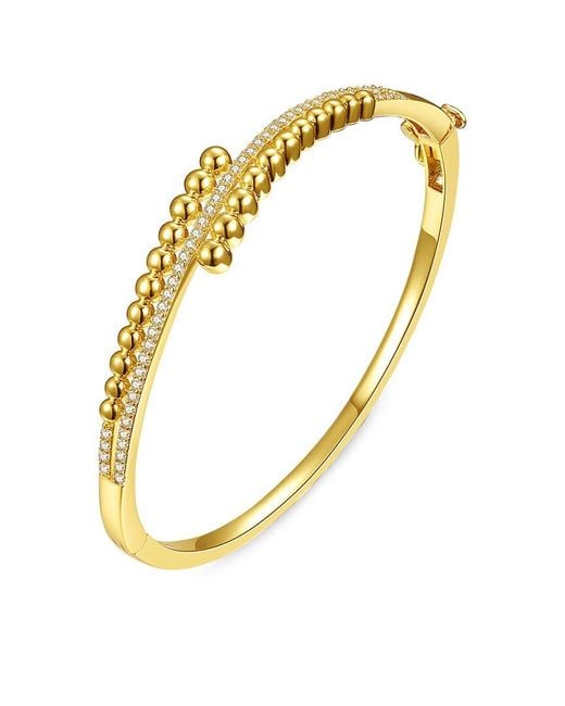 Genevive Jewelry Metallic 14K Over Cz Bypass Bangle Bracelet