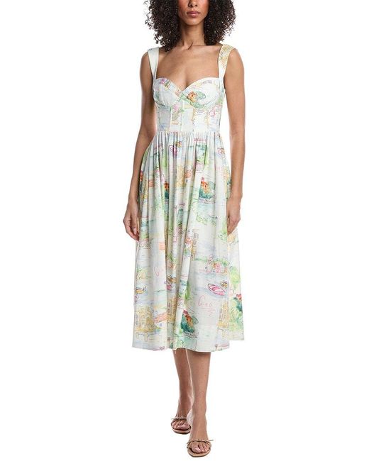 Yumi Kim Green Brigette Linen-blend Midi Dress