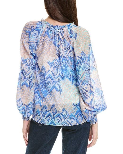 Hale Bob Blue Lyla Silk-Blend Top