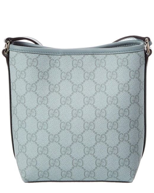 Gucci Blue Gg Emblem Nano Gg Supreme Canvas & Leather Bucket Bag
